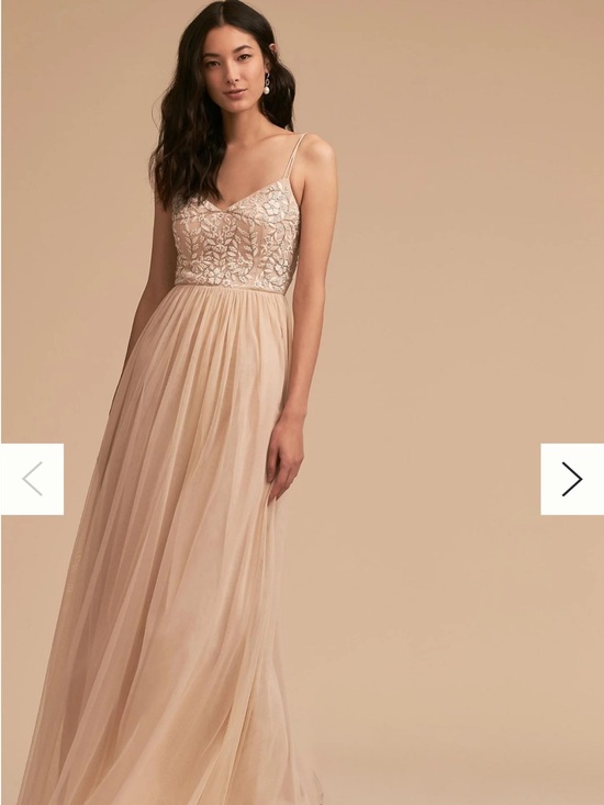 BHLDN Dresses & Skirts - BHLDN Anthropologie Elowen Beaded Gown Dress Size 18 Plus Size Champagne Formal